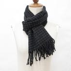 ポロ ラルフローレン POLO RALPH LAUREN マフラー ストール フリンジ チェック ウール カシミヤ ブラック グレー ☆AA★