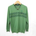  Munsingwear одежда MUNSINGWEAR свитер вязаный Golf спорт одежда длинный рукав V шея Logo в клетку шерсть зеленый зеленый L мужской 