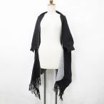  не использовался товар je crois soi пончо вязаный 7 минут рукав окантовка бахрома булавка чёрный черный M-L женский 