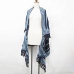  не использовался товар je crois soi пончо вязаный 7 минут рукав окантовка бахрома булавка темно-синий синий темно-синий голубой M-L женский 