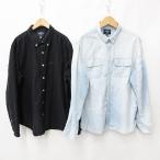 ショッピングアメリカンイーグル アメリカンイーグル AMERICAN EAGLE シャツ 2枚セット カジュアルシャツ 長袖 デニム ブリーチ ボタンダウン ブルー ネイビー XL メンズ