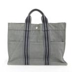 エルメス HERMES フールトゥ MM トートバッグ ハンドバッグ コットン キャンバス グレー ☆AA★ メンズ レディース