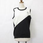  Munsingwear одежда MUNSINGWEAR Golf спортивная одежда вязаный лучший круглый вырез тонкий чёрный белый черный белый L женский 