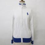  Ralph Lauren RALPH LAUREN GOLF Golf жакет вязаный длинный рукав Zip выше хлопок белый синий белый голубой S женский 