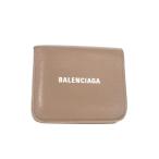 バレンシアガ BALENCIAGA ロゴプリント コンパクトウォレット 二つ折り財布 ブラウン 茶 レディース
