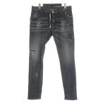 ディースクエアード DSQUARED2 19SS SKATER JEAN スケーター ジーンズ ダメージ加工 スキニーデニム 48 ブラック 黒 S71LB0587 国内正規