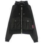 ディースクエアード DSQUARED2 25SS CROPPED RELAX FIT UTILITY HOODIE ドッキングパーカー フーディ 長袖 XL ブラック 黒 S74HG0171