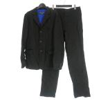 コムデギャルソンオム COMME des GARCONS HOMME 00‘ ウール縮絨 ストライプ セットアップ スーツ 上下 L ブラック ストライプ 黒 メンズ