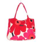 マリメッコ marimekko フラワープリント 花柄 ジップトートバッグ 鞄 レッド 赤 レディース