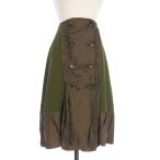 トリココムデギャルソン tricot COMME des GARCONS 08AW ウール フリル ドッキングスカート M カーキ 緑 TB-S004 レディース
