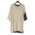 ショッピングNUDE ヌードマサヒコマルヤマ NUDE:MASAHIKO MARUYAMA 24SS リネン レイヤード Tシャツ カットソー 半袖 0 ベージュ 黒 NU-1755 メンズ レディー