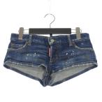 ショッピングディースクエアード ディースクエアード DSQUARED2 23AW ダメージ加工 ベリーショート デニムパンツ  ジーンズ 38 インディゴ S72MU0474 国内正規 レディース