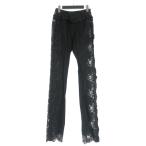 未使用品 ディースクエアード DSQUARED2 23AW Goth Lace Trimmed Pant 刺繍 フリル レースパンツ スラックス 38 ブラック 黒 S72KA1201 国