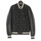 モンクレール MONCLER AUBURN レザー切替 ダウンジャケット スタジャン ブルゾン 1 ブラック 黒 B20914095155 53279 国内正規 メンズ