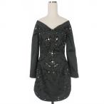 未使用品 ディースクエアード DSQUARED2 23AW Prom Mini Dress スパンコール オフショルダーミニワンピース ドレス 長袖 38 ブラック 黒 S7
