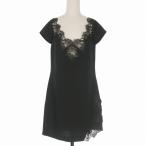 未使用品 ディースクエアード DSQUARED2 23AW サイドスリット レース切替 ミニワンピース ドレス フレンチスリーブ 40 ブラック 黒 S72CV04