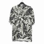 クーティー COOTIE オープンカラー アロハシャツ 総柄 半袖 L ブラック/ホワイト メンズ