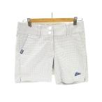 中古 フィラ FILA 美品 ショート パンツ ゴルフウェア ギンガムチェック 柄 青 ブルー M レディース 【ベクトル 古着】