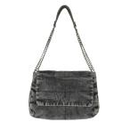 ザラ ZARA ショルダーバッグ フラップ チェーン デニム柄 グレー QQQ レディース