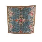 ショッピングティファニー ティファニー TIFFANY & CO. シルク スカーフ 花柄 総柄 水色 ブラウン QQQ レディース