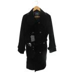  не использовался товар gwana-GWANNER тренчкот длинный двойной breast ремень bell спальное место черный размер L QQQ мужской 