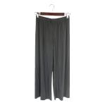 ユニクロ UNIQLO パンツ ワイド ストレート プリーツ イージー ゴムウエスト 無地 グレー サイズM QQQ レディース