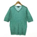  Michel Klein Homme M.K HOMME вязаный . минут рукав V шея кабель плетеный linen. Mix нить зеленый зеленый белый 46 мужской 