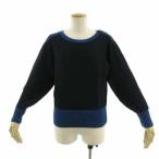 イヴサンローラン YVES SAINT LAURENT tricots ニット セーター ショルダーボタン 長袖 ウール ブラック 黒 ブルー 青 M