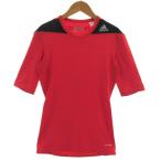  Adidas нижняя рубашка компрессионная одежда COMPRESSION короткий рукав Tec Fit D82010 Logo принт красный orange чёрный L