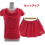  Babolat Babolat выставить Short рукав рубашка BAB-1240Wdore-p короткий рукав юбка BAB-2133W flair мини длина Logo вышивка розовый белый M