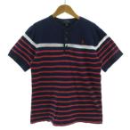 ポロ ラルフローレン POLO RALPH LAUREN Tシャツ ヘンリーネック ポニー刺繍 半袖 コットン ボーダー 紺 赤 白 L 14-16 160/80