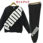  Puma PUMA выставить OVERSIZE LOGO Crew тренировочный тренировочный брюки обратная сторона ворсистый стрейч хлопок . черный чёрный белый XL