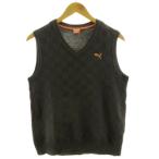  Puma PUMA Golf вязаный лучший 902205 V шея Logo вышивка контрольно-измерительный прибор рисунок серый серия хаки серый L мужской 