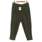 ショッピングzara 未使用品 ザラウーマン ZARA WOMAN レーヨンブレンドテーパードパンツ タック ウエストゴム 裾ダブル カーキ M