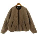 ショッピングzara ザラ ZARA キルティング中綿ノーカラージャケット ジップアップ ブラウン系 茶系 XS レディース
