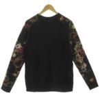 ショッピングzara ザラマン ZARA MAN トレーナー スウェット 袖切替え 花柄 蛇柄 コットン ブラック 黒 マルチカラー M メンズ