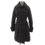 モンクレール MONCLER ダウンコート ビッグカラー ロゴ キルティング ベルト付き イタリア製 ダウン80% ブラック 黒 2 レディース