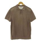 ショッピングzara ザラ ZARA シルクブレンドニットポロシャツ 半袖 ブラウン 茶 L メンズ
