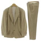 ショッピングコーデュロイ パパス Papas コーデュロイ セットアップ スーツ ジャケット テーラードカラー シングル 2B パンツ タック 日本製 ベージュ M XL
