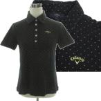  Callaway CALLAWAY точка рубашка-поло с коротким рукавом 241-957835 Logo вышивка -тактный re черный белый L женский 