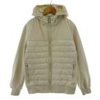 ショッピングzara ザラ ZARA コンビキルティングジャケット フード付き 中綿入り スウェット切替え ジップアップ 裏起毛 生成り S メンズ