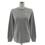  Nike NIKE тренировочный футболка AA3178-063 Logo вышивка длинный рукав хлопок серый белый L женский 