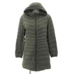 ユニクロ UNIQLO ウルトラライトダウンコート 217-069160 フーディー ダブルジップ ダウン90％ カーキ M レディース