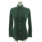 ポロ ラルフローレン POLO RALPH LAUREN KNIT DRESS SHIRT シャツ ポニー刺繍 長袖 ストレッチ グリーン系 深緑 XS レディース