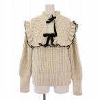 ザラ ZARA ニット セーター 長袖 フリル リボン S アイボリー 5802/008/064 /BM ■MU レディース