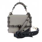 フェンディ FENDI キャナイ ミニ パール 2WAY ハンドバッグ ショルダーバッグ レザー グレー /KH ■OH ■BM レディース