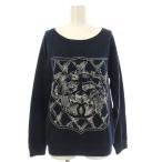 シャネル CHANEL ニット セーター カシミヤ ライオンモチーフ 刺繍 ココマーク 長袖 36 紺 ネイビー P43473K04397 /YM ■BM レディース