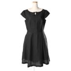 トッカ TOCCA 18AW LONG ISLAND ドレス ワンピース ひざ丈 半袖 洗える リボン ジャガード 4 黒 ブラック /☆y0425 レディース