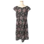 トッカ TOCCA 16SS LINARIA ワンピース ひざ丈 フレンチスリーブ 刺しゅう 花柄 レース 4 黒 ブラック /ka0425 レディース