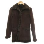  поле Dream field/dream прекрасный товар искусственный мутон пальто L чай Brown мех воротник длинный рукав мех отделка /IL #GY66 женский 